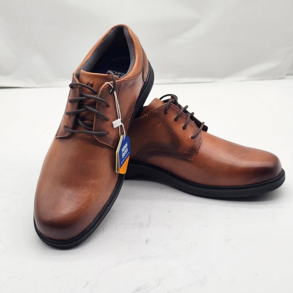 Nunn Bush 84942-221 Oxford Men's Sz 7M Brown New Leather Comfort Gel Slip Resist